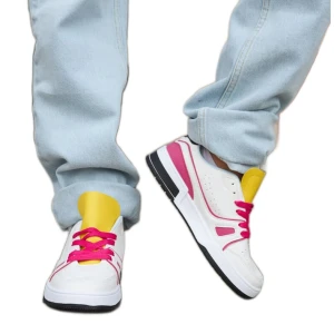 Biało-różowe sneakersy z żółtym językiem Archie białe Inna marka
