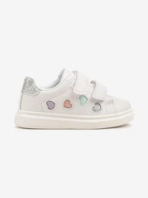 Biało-Srebrne Buty Sportowe Sneakersy Ozdobione Brokatowymi Sercami Uladwena bacio&bacio kids