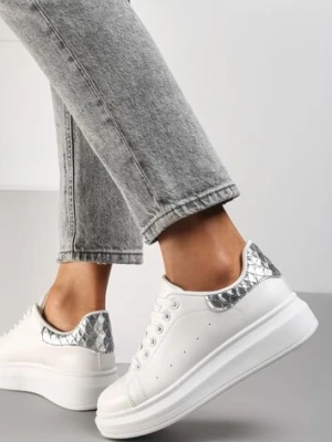 Biało-Srebrne Sneakersy na Niskiej Platformie w Klasycznym Stylu Lucid Dream vices