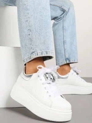 Biało-Srebrne Sneakersy z Cyrkoniami Vivioriana