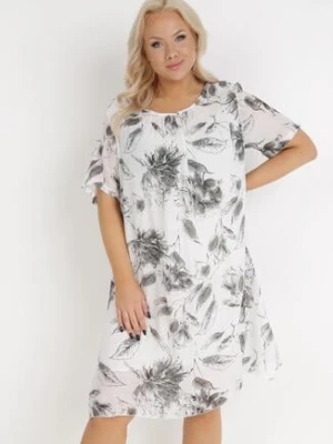 Biało-Szara Sukienka z Bawełny Sebaestus j&x