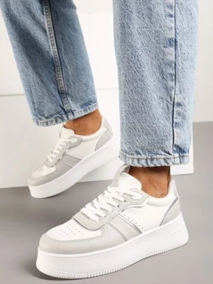 Biało-Szare Casualowe Sneakersy Vices na Niskiej Platformie Torila