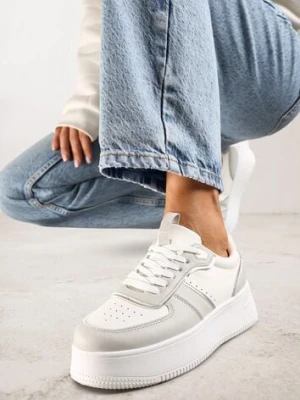 Biało-Szare Casualowe Sneakersy Vices na Niskiej Platformie Torila