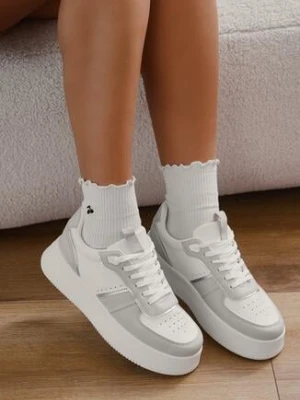 Biało-Szare Klasyczne Sneakersy Vices na Grubej Podeszwie Torira