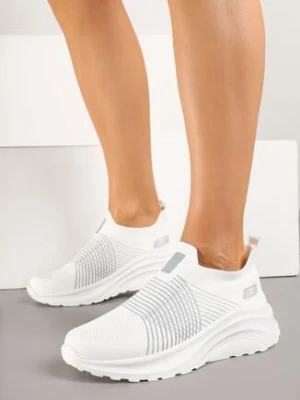 Biało-Szare Buty Sportowe Sneakersy Grubej Podeszwie z Tłoczeniem i Siateczkową Cholewką Puvorea 888
