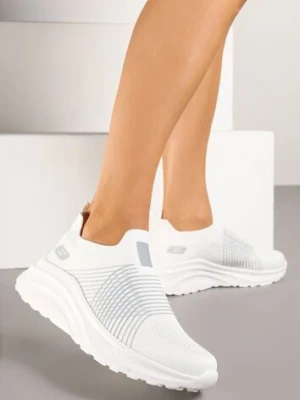 Biało-Szare Buty Sportowe Sneakersy na Tłoczonej Platformie z Elastyczną Cholewką Velmio 888