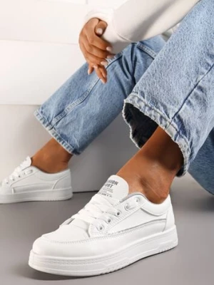 Biało-Szare Sneakersy z Brokatową Lamówką Pianissa