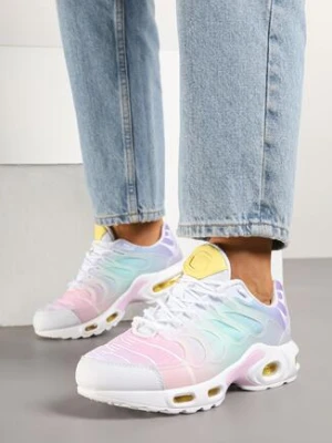 Biało-Różowe Buty Sportowe Sneakersy Ozdobione Tłoczeniem Zolzivia