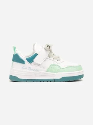 Biało-Zielone Buty Sportowe Sneakersy z Zapięciem na Rzep Raivena