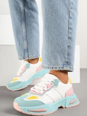 Biało-Zielone Sneakersy Streetwearowe z Kontrastowymi Przeszyciami Ilirenas seastar