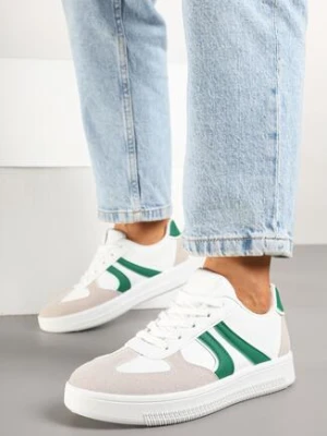 Biało-Zielone Sneakersy w Stylu Kultowych Tenisówek Setionis next step