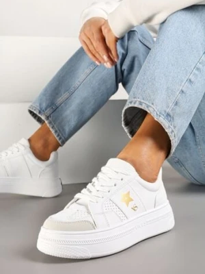 Biało-Złote Sneakersy Vices na Platformie z Gwiazdką Fenarra