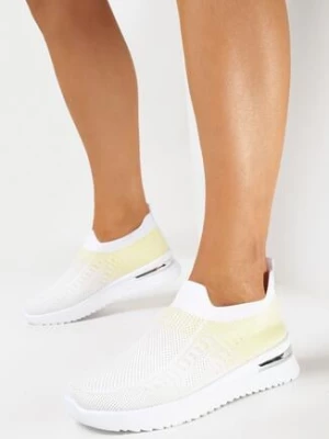 Biało-Żółte Wsuwane Buty Sportowe z Elastyczną Cholewką z Efektem Ombre Erimla