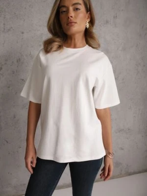 Biały Basicowy T-shirt z Bawełny Meranissea m&d fashion