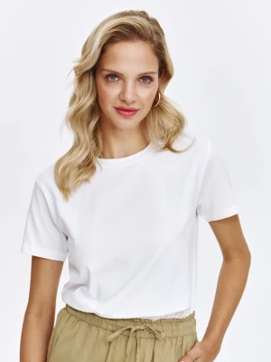 Biały basicowy t-shirt z krótkim rękawem Top Secret