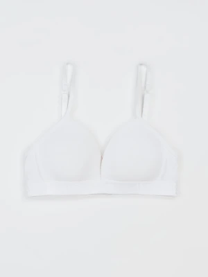 Biały bawełniany stanik na ramiączkach z ozdobną gumą Reporter Young
