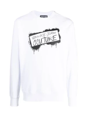 Biały Bawełniany Sweter dla Mężczyzn Versace Jeans Couture