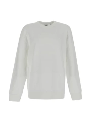 Biały Bawełniany Sweter z Długimi Rękawami Burberry