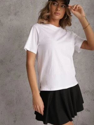 Biały Bawełniany T-shirt Ozdobiony po Bokach Rozcięciami Brinelle romee's