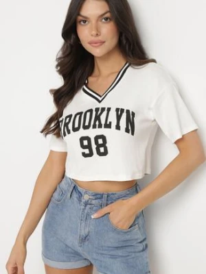 Biały Bawełniany T-shirt z Napisem Nitanelia h&s