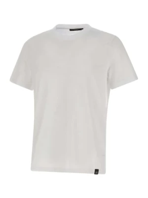 Biały Bawełniany T-shirt z Okrągłym Dekoltem Kangra