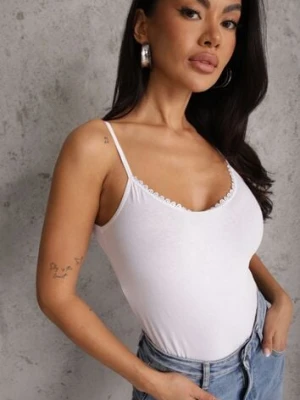 Biały Bawełniany Top Bieliźniany z Koronką przy Dekolcie Berinda romee's