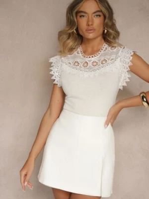 Biały Bawełniany Top z Koronkowymi Wstawkami Lirumina elsa.m by may