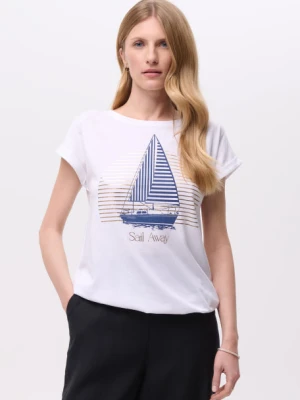 Biały bawełniany top z nadrukiem Greenpoint