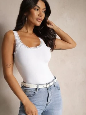 Biały Bawełniany Top z Ozdobną Koronką Ariseth romee's