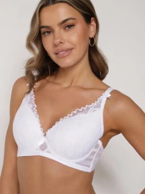 Biały Biustonosz Koronkowy z Kokardkami Themikaia love magnolia