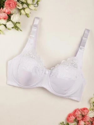 Biały Biustonosz na Szerokich Ramiączkach z Koronką Merabilla