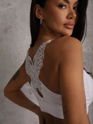 Biały Biustonosz na Szerokich Ramiączkach z Koronką w Cyrkonie Caduria han