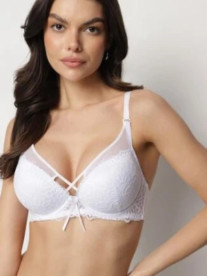 Biały Biustonosz Ozdobiony Koronką i Kokardą Ronavia han