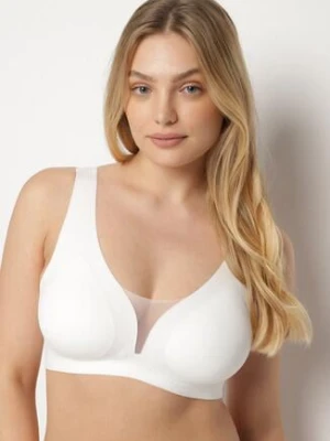 Biały Biustonosz Sportowy z Siateczką i Gorsetowym Zdobieniem Saliatessa love magnolia