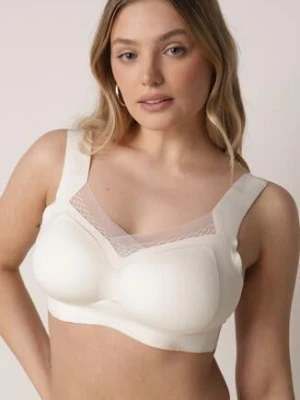 Biały Biustonosz Sportowy z Siateczką i Usztywnionymi Miseczkami Zerirae love magnolia