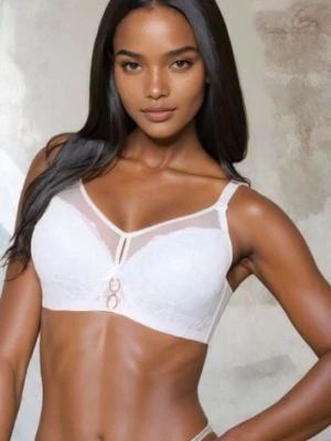 Biały Biustonosz z Koronką na Regulowanych Odpinanych Ramiączkach Krisanda