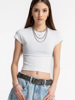 Biały CROP TOP bez nadruków Reporter