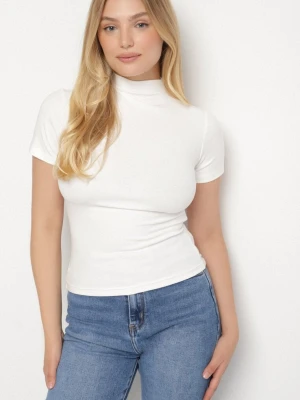 Biały Dopasowany T-shirt z Wiskozy z Golfem Isovera Elsa.m By May