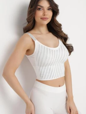 Biały Dopasowany Top z Drobnymi Cyrkoniami Eraina