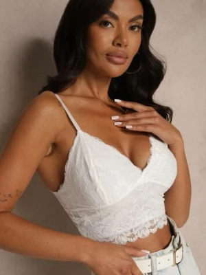 Biały Dopasowany Top z Koronki na Ramiączkach Pasirelia sublevel