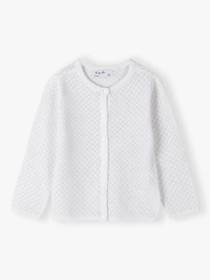 Biały elegancki rozpinany sweter niemowlęcy 5.10.15.