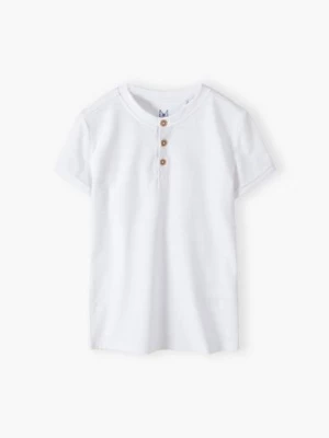 Biały elegancki t-shirt bawełniany dla chłopca 5.10.15.