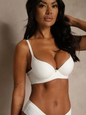 Biały Gładki Biustonosz z Efektem Push-up Theisithea