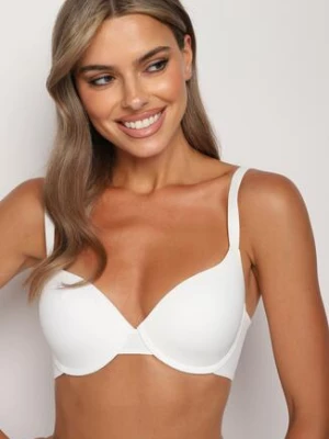 Biały Gładki Biustonosz z Regulowanymi Ramiączkami Devisea