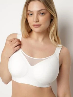 Biały Gładki Biustonosz z Siateczkową Wstawką i Szerokimi Ramiączkami Salandrea love magnolia