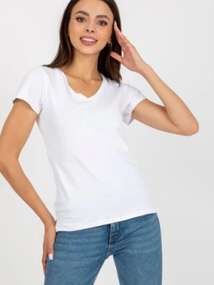 Biały gładki t-shirt  z bawełny BASIC FEEL GOOD