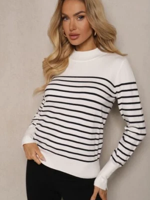 Biały Golf z Bawełną i Wiskozą w Paski z Nitami Viacira palma