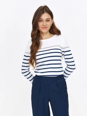 Biały granatowy sweter Top Secret