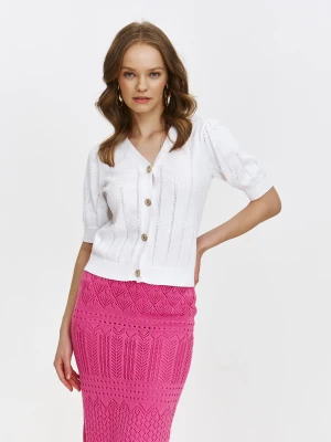 Biały kardigan z bufiastymi rękawami Top Secret