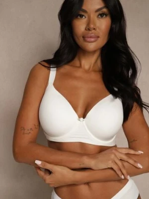 Biały Klasyczny Biustonosz o Gładkiej Fakturze Adriaros love magnolia